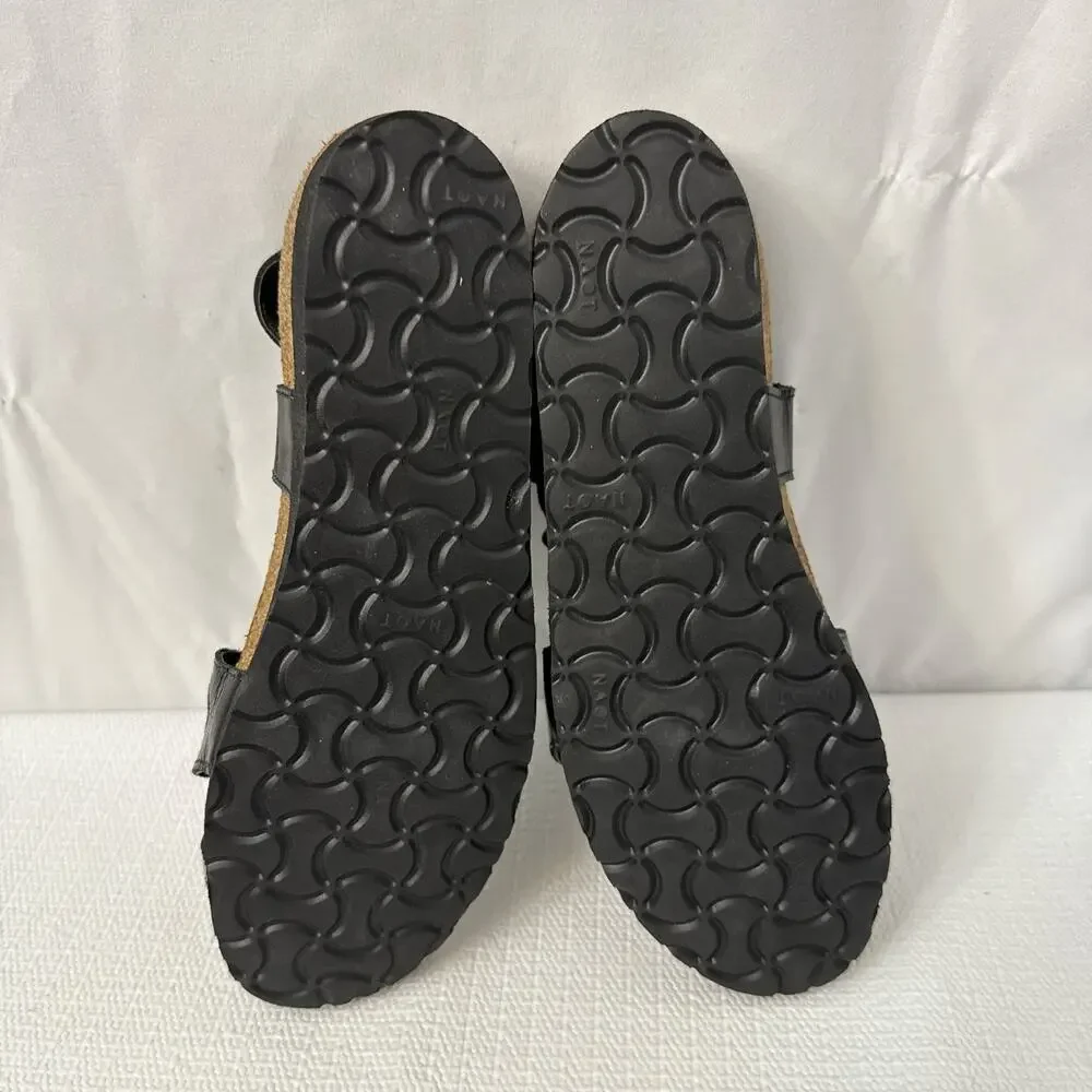 Naot Rachel Sandals Womens Size 7 Black Leather Wedge - Picture 9 of 9